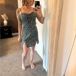 Floral green and White garden Dress